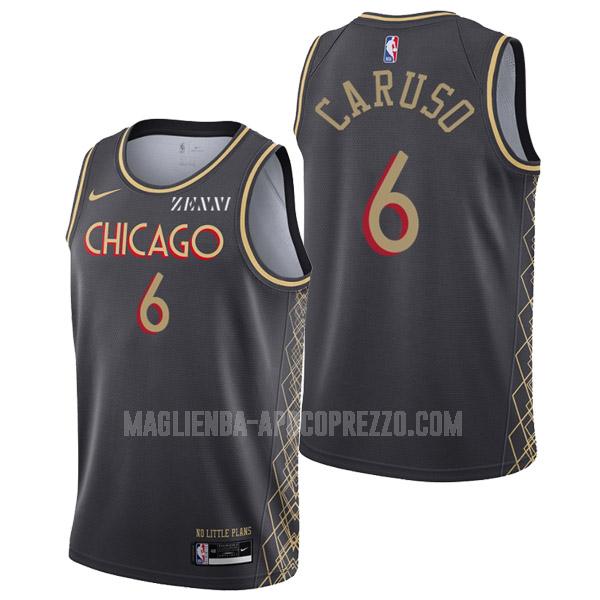 uomo maglia chicago bulls di alex caruso 6 nero city edition