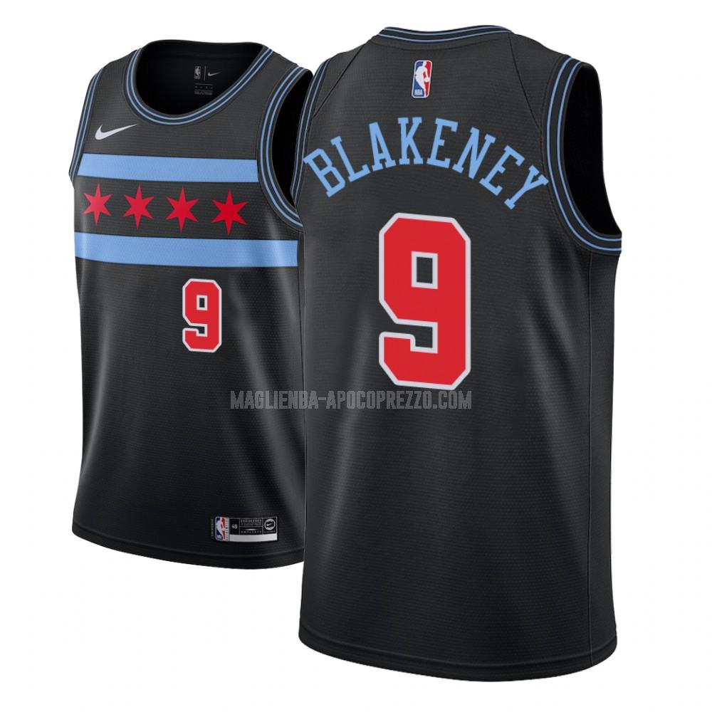 uomo maglia chicago bulls di antonio blakeney 9 nero city edition