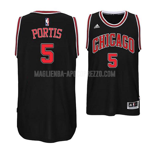 uomo maglia chicago bulls di bobby portis 5 nero alternato