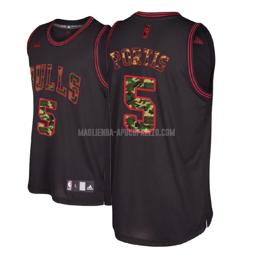 uomo maglia chicago bulls di bobby portis 5 nero edizione di moda