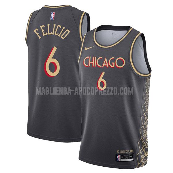 uomo maglia chicago bulls di cristiano felicio 6 nero city edition 2020-21