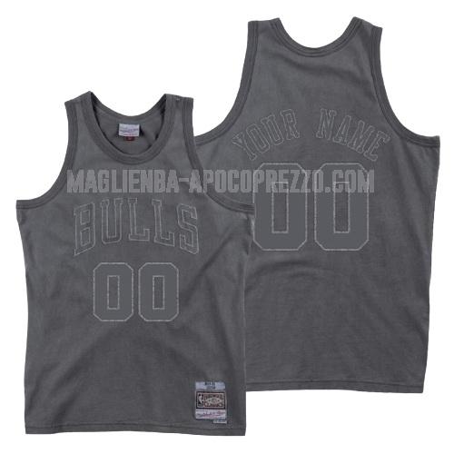 uomo maglia chicago bulls di custom grigio lavato