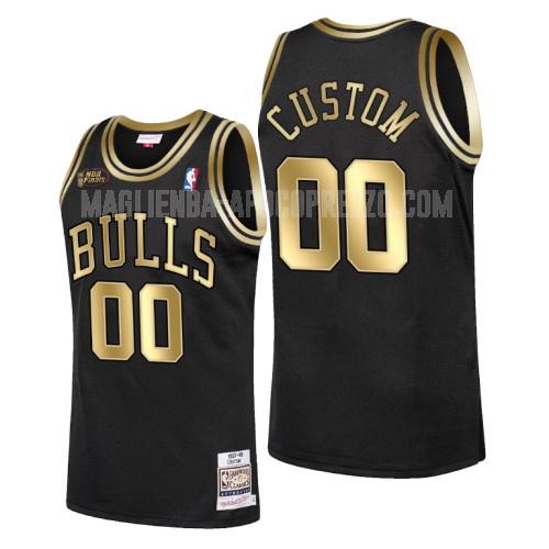 uomo maglia chicago bulls di custom nero campioni 1998