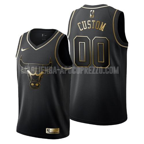 uomo maglia chicago bulls di custom nero edizione d'oro