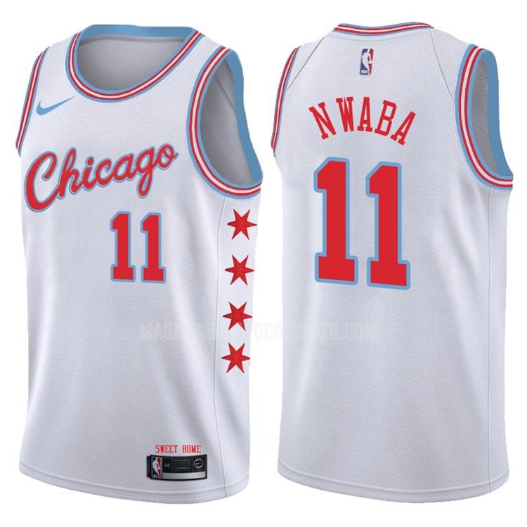 uomo maglia chicago bulls di david nwaba 11 bianco city edition