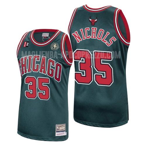 uomo maglia chicago bulls di demetris nichols 35 verde hardwood classics