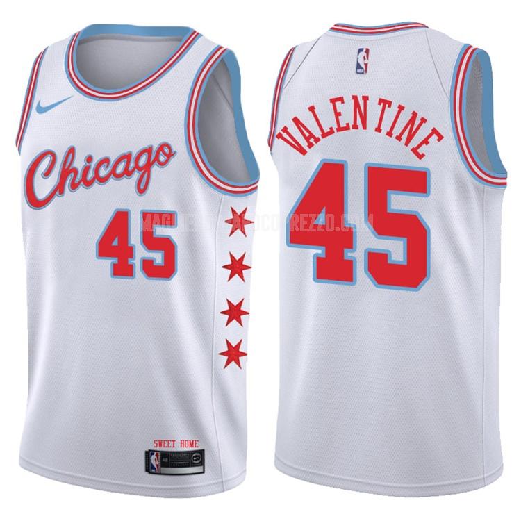 uomo maglia chicago bulls di denzel valentine 45 bianco city edition