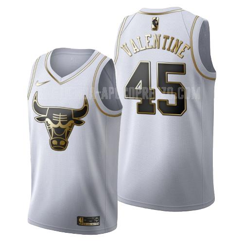 uomo maglia chicago bulls di denzel valentine 45 bianco edizione d'oro