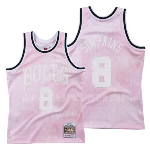 uomo maglia chicago bulls di dickey simpkins 8 rosa cieli nuvolosi