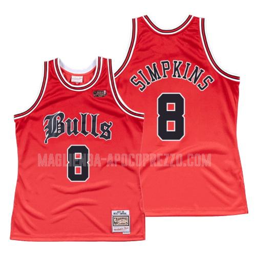 uomo maglia chicago bulls di dickey simpkins 8 rosso old english 1997-98