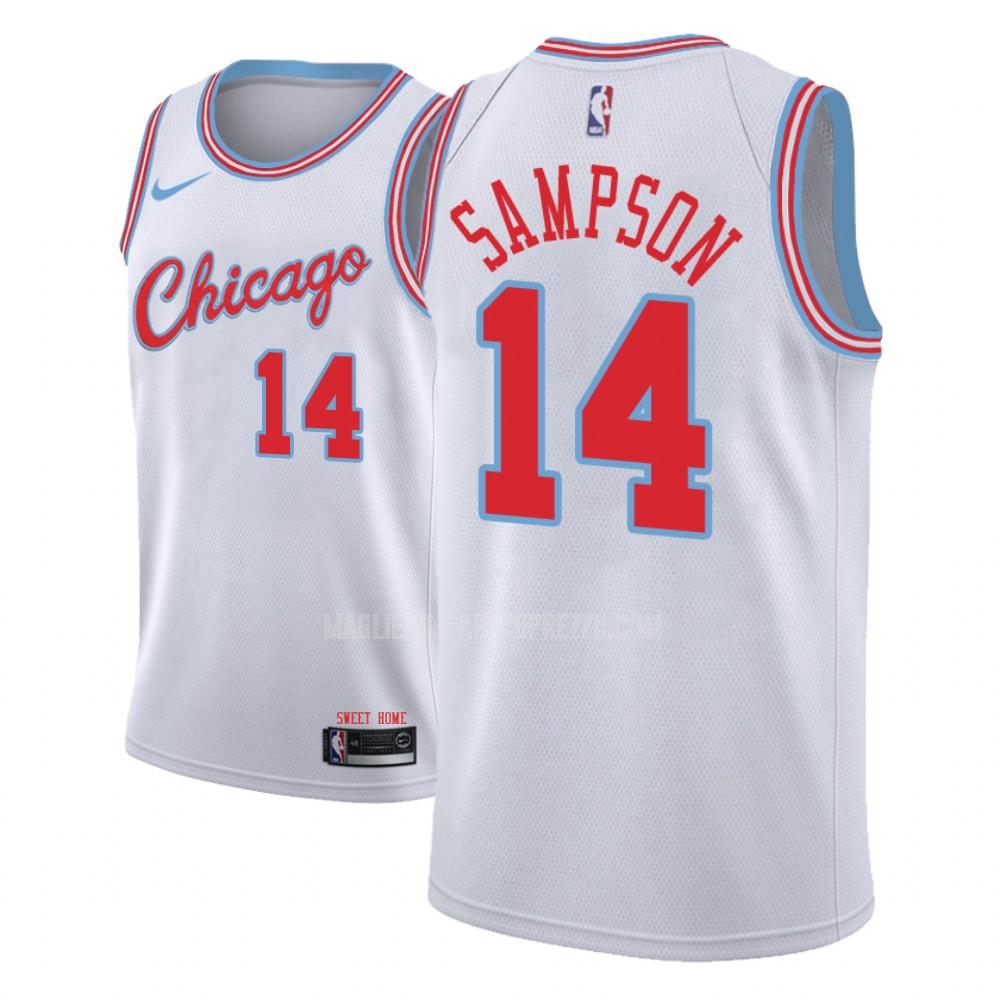 uomo maglia chicago bulls di jakarr sampson 14 bianco city edition