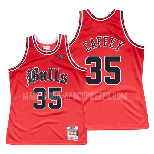 uomo maglia chicago bulls di jason caffey 35 rosso old english 1997-98