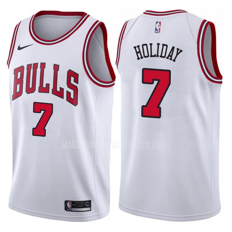 uomo maglia chicago bulls di justin holiday 7 bianco association 2017-18