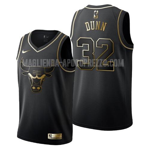 uomo maglia chicago bulls di kris dunn 32 nero edizione d'oro