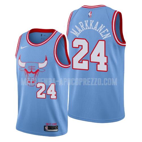 uomo maglia chicago bulls di lauri markkanen 24 blu city edition 2019-20