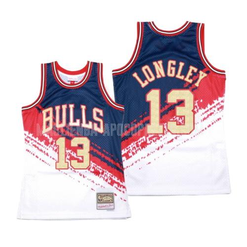 uomo maglia chicago bulls di luc longley 13 bianco hardwood classics 1997-98