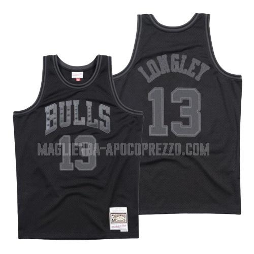 uomo maglia chicago bulls di luc longley 13 nero hardwood classics