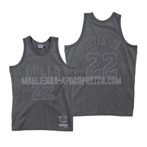 uomo maglia chicago bulls di otto porter jr 22 grigio lavato