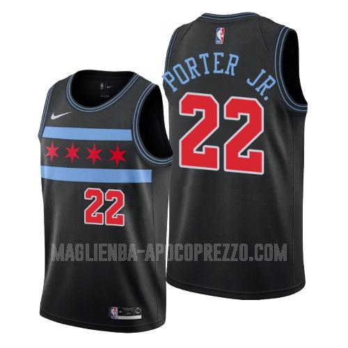 uomo maglia chicago bulls di otto porter jr 22 nero city edition