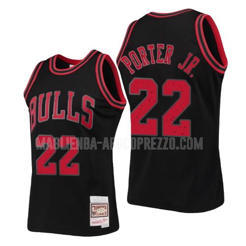 uomo maglia chicago bulls di otto porter jr 22 nero collezione anelli