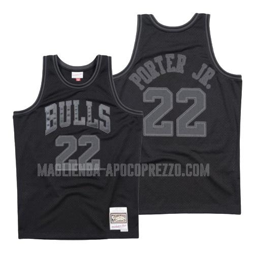 uomo maglia chicago bulls di otto porter jr 22 nero hardwood classics