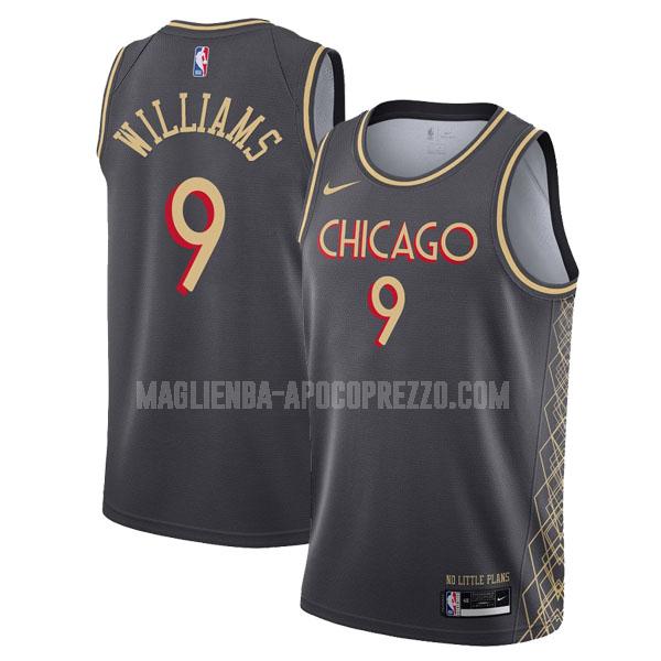 uomo maglia chicago bulls di patrick williams 9 nero city edition 2020-21