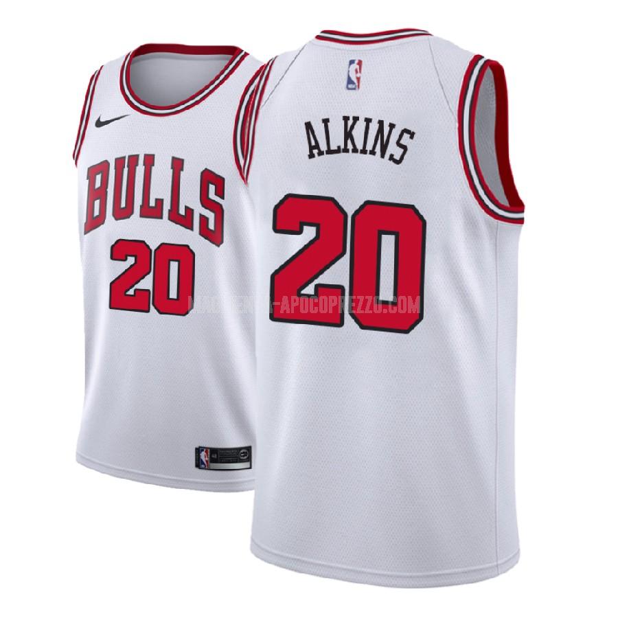 uomo maglia chicago bulls di rawle alkins 20 bianco association 2018-19