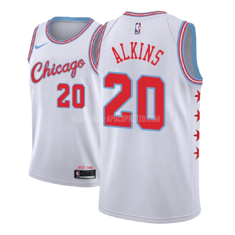 uomo maglia chicago bulls di rawle alkins 20 bianco city edition 2018-19