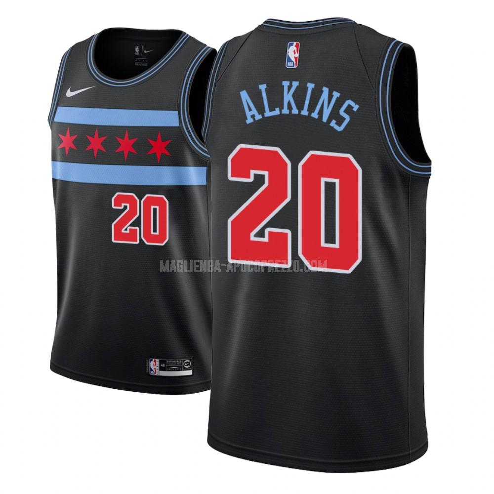 uomo maglia chicago bulls di rawle alkins 20 nero city edition