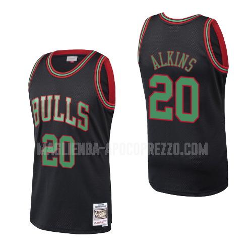 uomo maglia chicago bulls di rawle alkins 20 nero hardwood classics