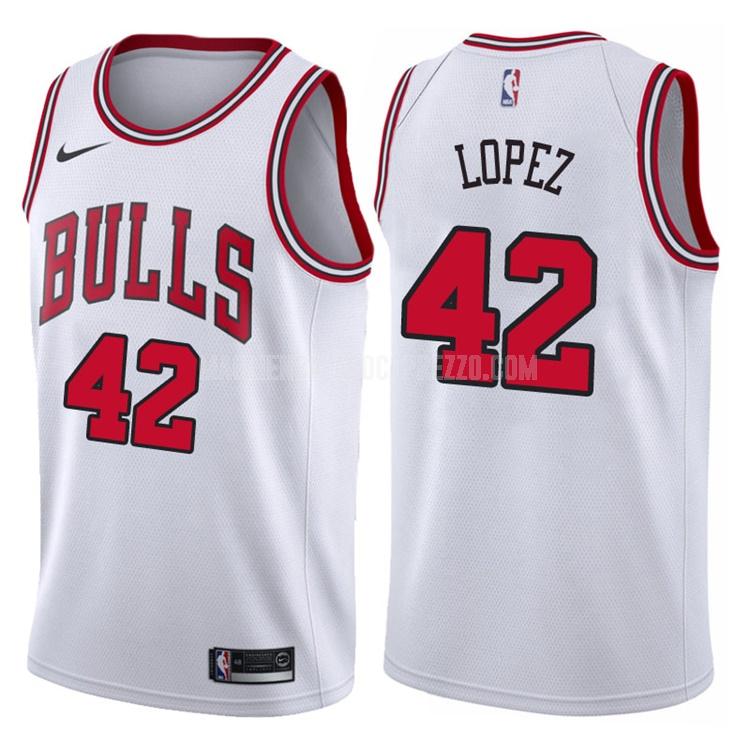 uomo maglia chicago bulls di robin lopez 42 bianco association 2017-18