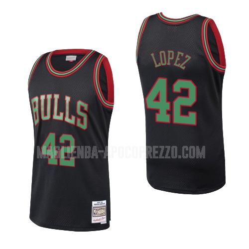 uomo maglia chicago bulls di robin lopez 42 nero hardwood classics