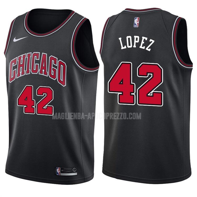 uomo maglia chicago bulls di robin lopez 42 nero statement 2017-18