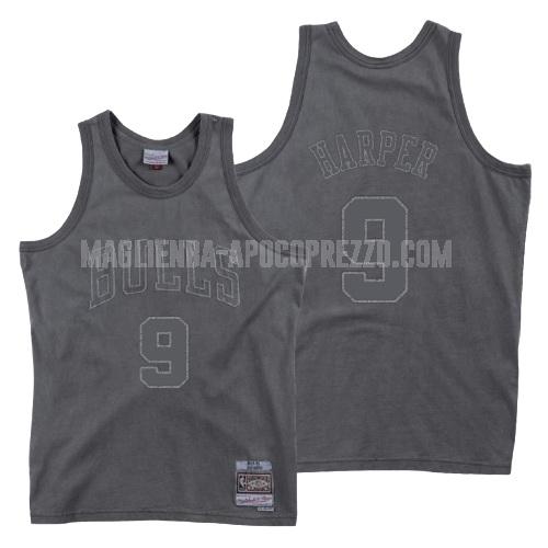 uomo maglia chicago bulls di ron harper 9 grigio lavato