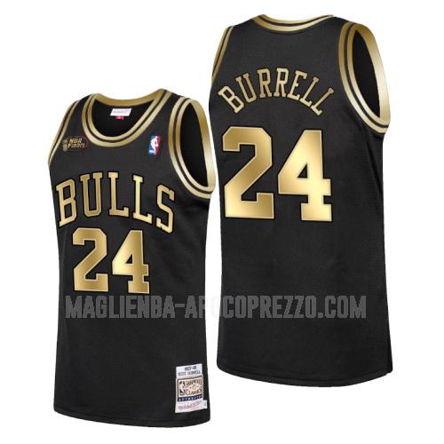 uomo maglia chicago bulls di scott burrell 24 nero campioni 1998