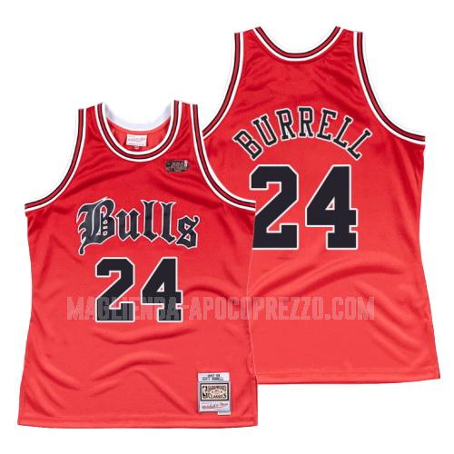 uomo maglia chicago bulls di scott burrell 24 rosso old english 1997-98