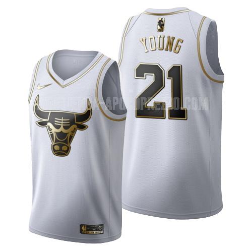 uomo maglia chicago bulls di thaddeus young 21 bianco edizione d'oro