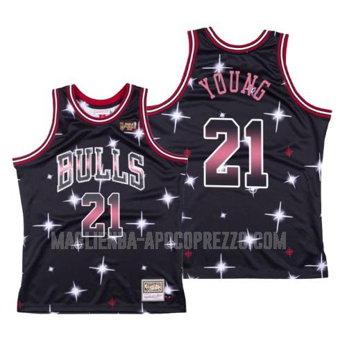 uomo maglia chicago bulls di thaddeus young 21 nero aerografo knit