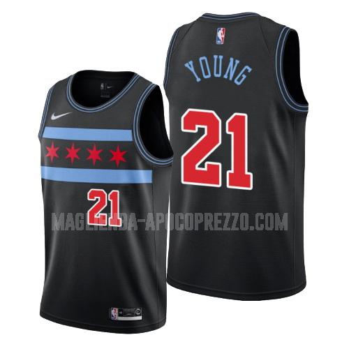 uomo maglia chicago bulls di thaddeus young 21 nero city edition