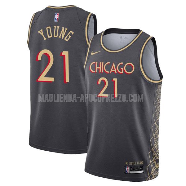 uomo maglia chicago bulls di thaddeus young 21 nero city edition 2020-21