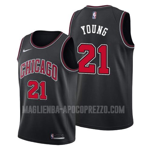 uomo maglia chicago bulls di thaddeus young 21 nero statement