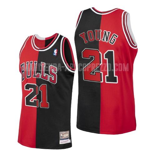 uomo maglia chicago bulls di thaddeus young 21 rosso nero diviso