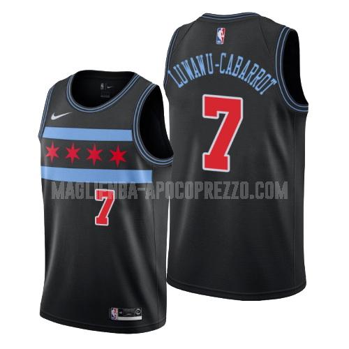 uomo maglia chicago bulls di timothe luwawu 7 nero city edition