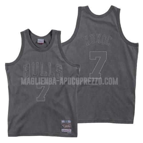 uomo maglia chicago bulls di toni kukoc 7 grigio lavato