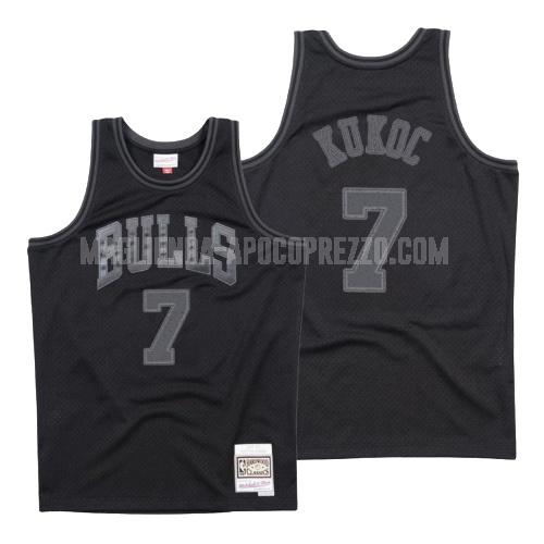 uomo maglia chicago bulls di toni kukoc 7 nero hardwood classics