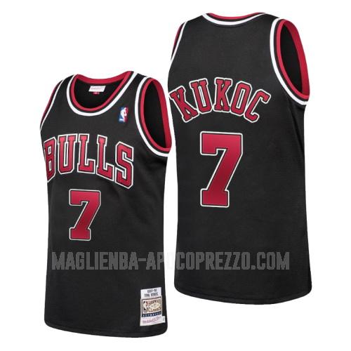 uomo maglia chicago bulls di toni kukoc 7 nero hardwood classics 1997-98