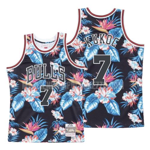 uomo maglia chicago bulls di toni kukoc 7 nero moda floreale