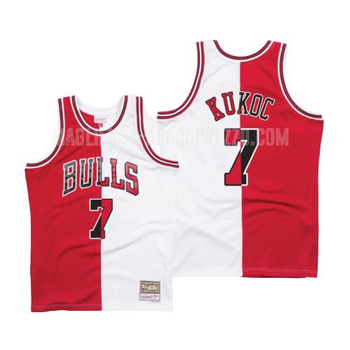 uomo maglia chicago bulls di toni kukoc 7 rosso bianco diviso hardwood classics