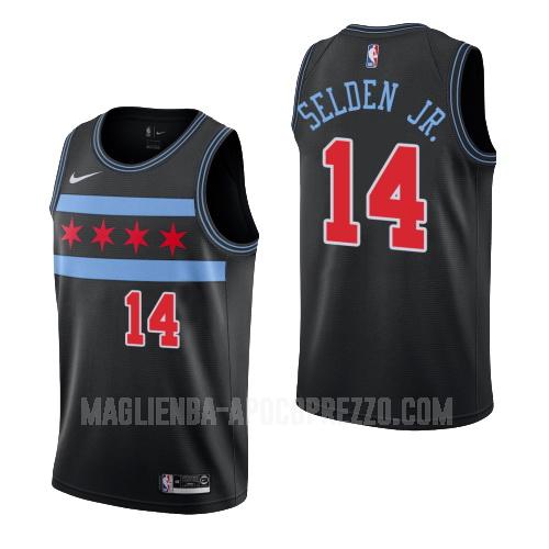 uomo maglia chicago bulls di wayne selden jr 14 nero city edition