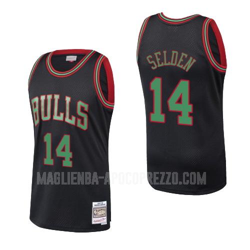 uomo maglia chicago bulls di wayne selden jr 14 nero hardwood classics